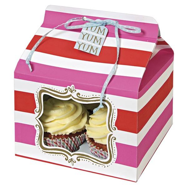 Meri Meri - Cupcake Box groß pink Streifen