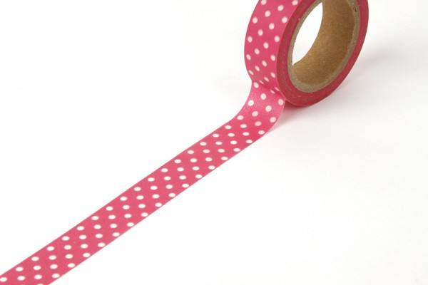 Reispapier Tape pink/weiss Punkte