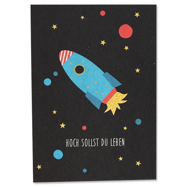 Ava & Yves Postkarte Weltraum Rakete
